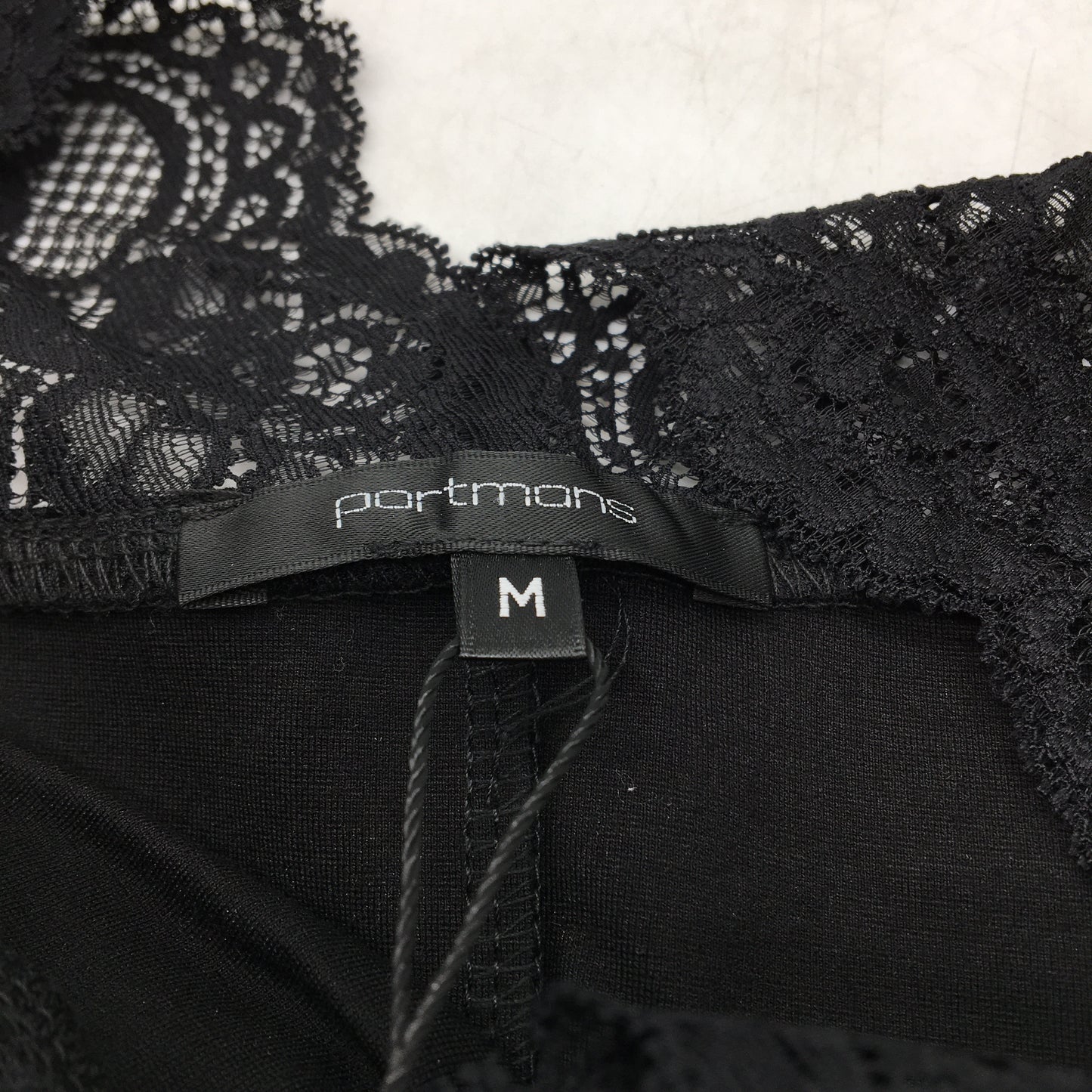 Portmans Lana Lace Sleeveless Black Ponte Top Ladies Size Medium NEW