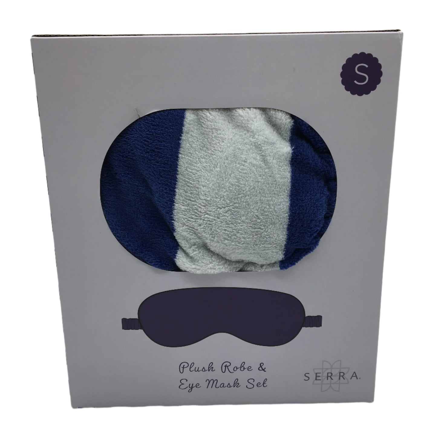 Serra Blue Tone Soft Plush Robe & Eye Mask Set Ladies Size Small NEW