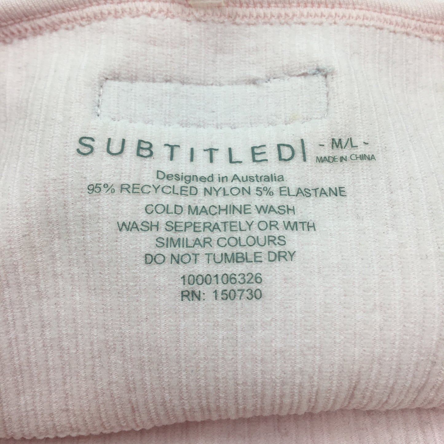 Subtitled Strappy Unitard Bodysuit Ribbed Pink Women Size M to L NEW