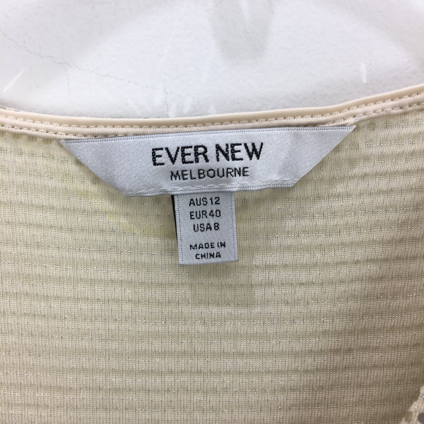 Ever New Light Gold Sparkly Long Sleeve Mini Party Dress Ladies Size AU 12 NEW