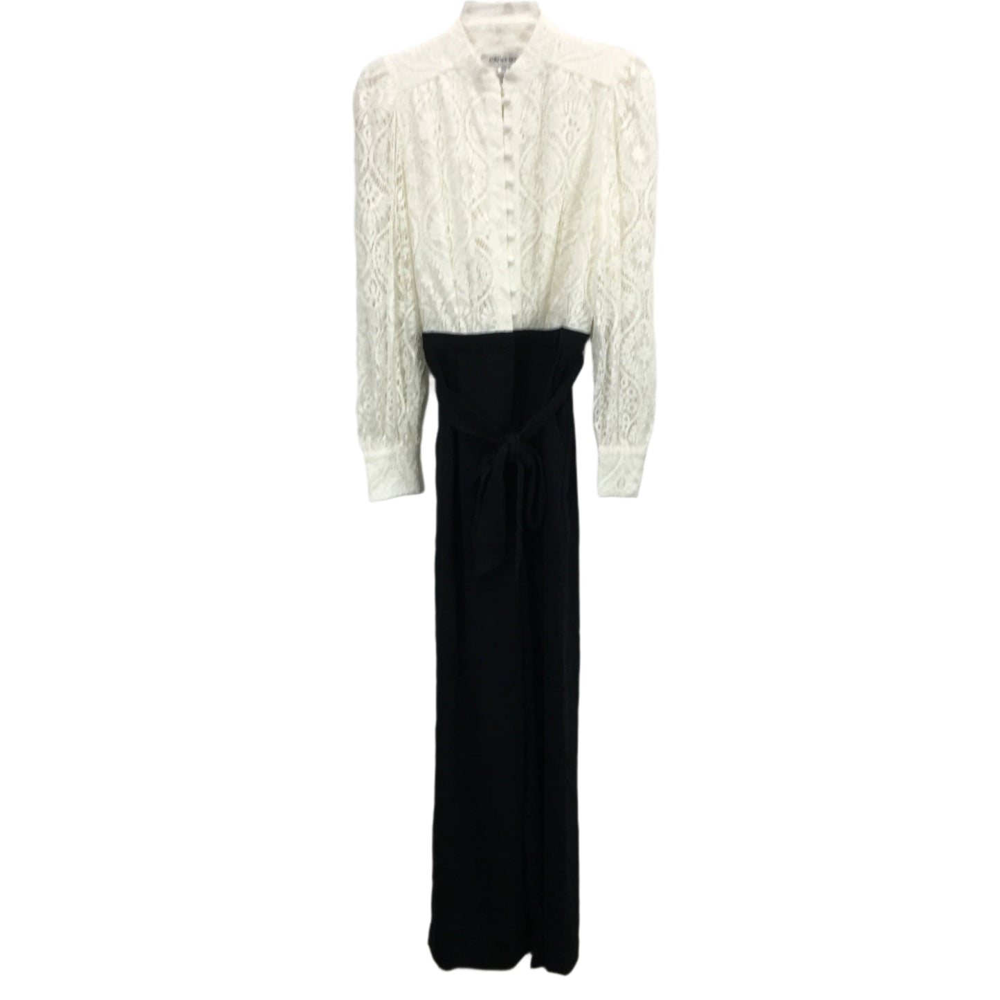 Forever New White Lacy Top Black Bottom Straight Leg Jumpsuit Ladies Size AU 8