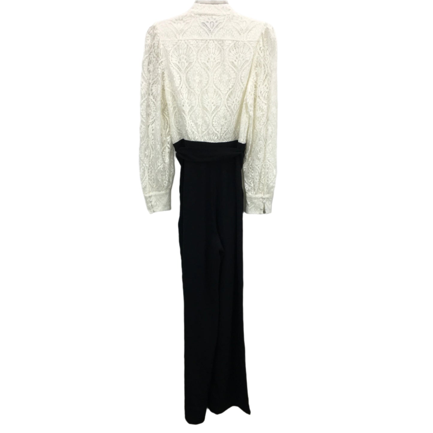 Forever New White Lacy Top Black Bottom Straight Leg Jumpsuit Ladies Size AU 8