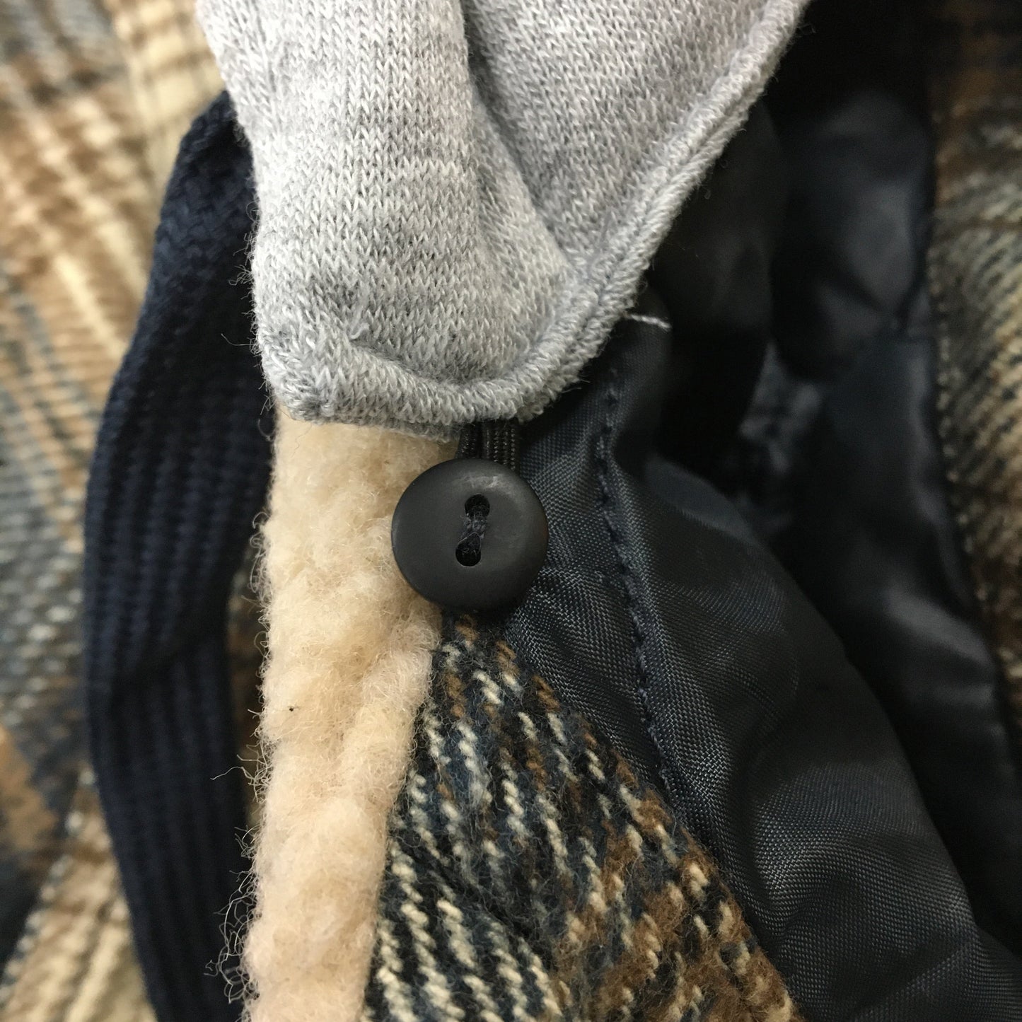 Just Jeans Brown Flannel Check Grey Removable Jersey Hood Jacket Mens Size M NEW