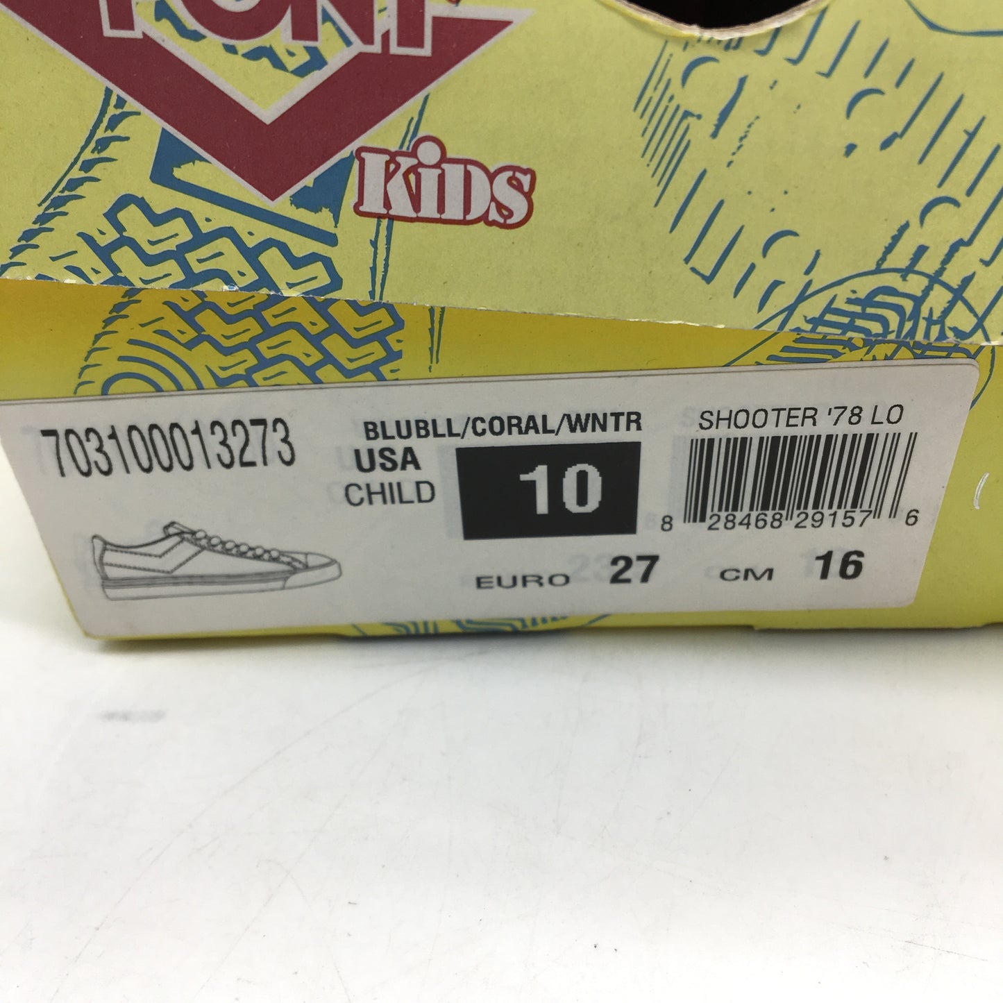 Pony Kids Blue Coral Shooter 78 Low Cut Suede Sneaker Child Sze US 10 EUR 27 NEW