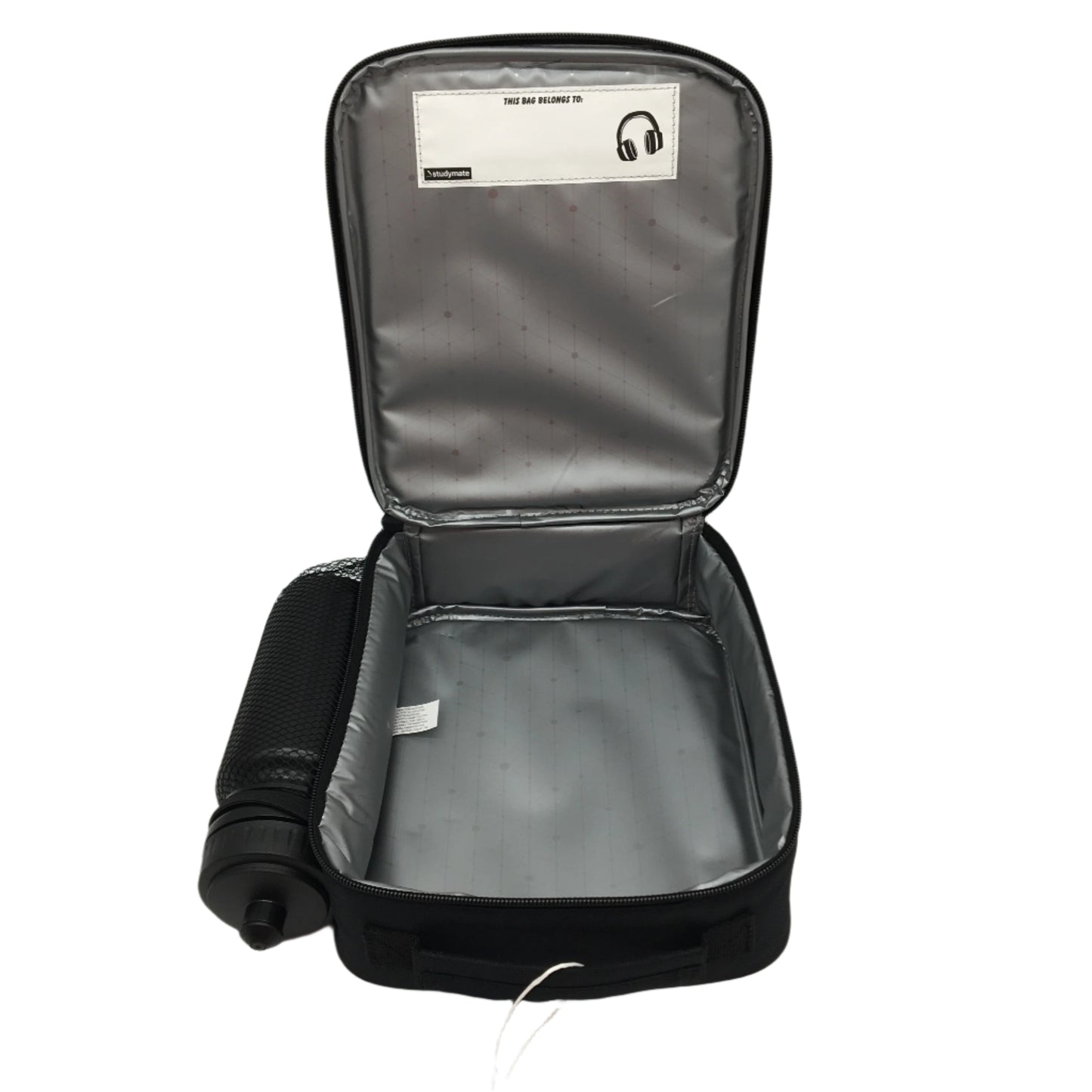 2 Piece Studymate Black Patterned Insulated Lunch Bag & Drink Bottle NEW