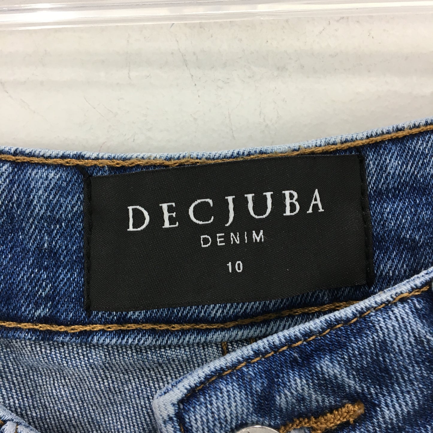 Decjuba Frayed Cut Leg Lined Indigo Blue Denim Jeans Ladies Size 10