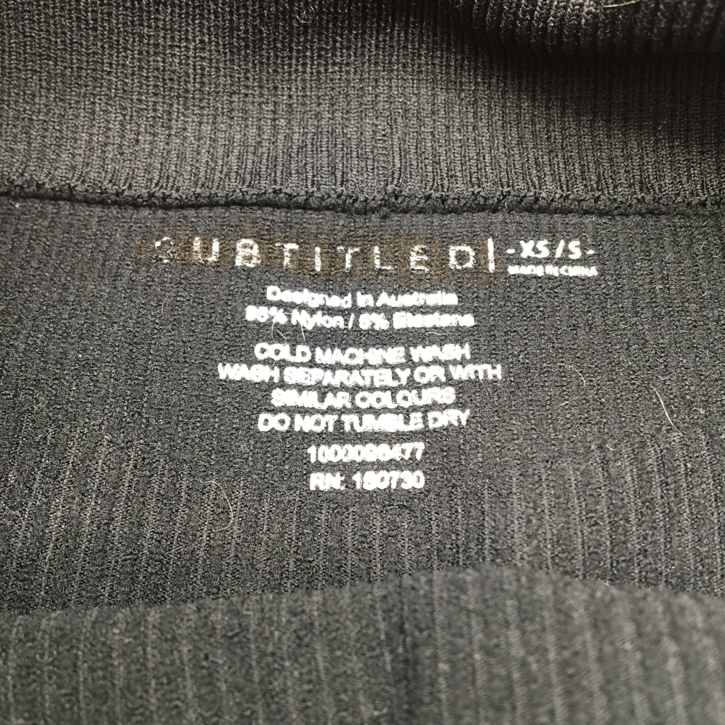 Subtitled Sports Club Ribbed High Waisted Black Bike Shorts Ladies Size XS/S NEW