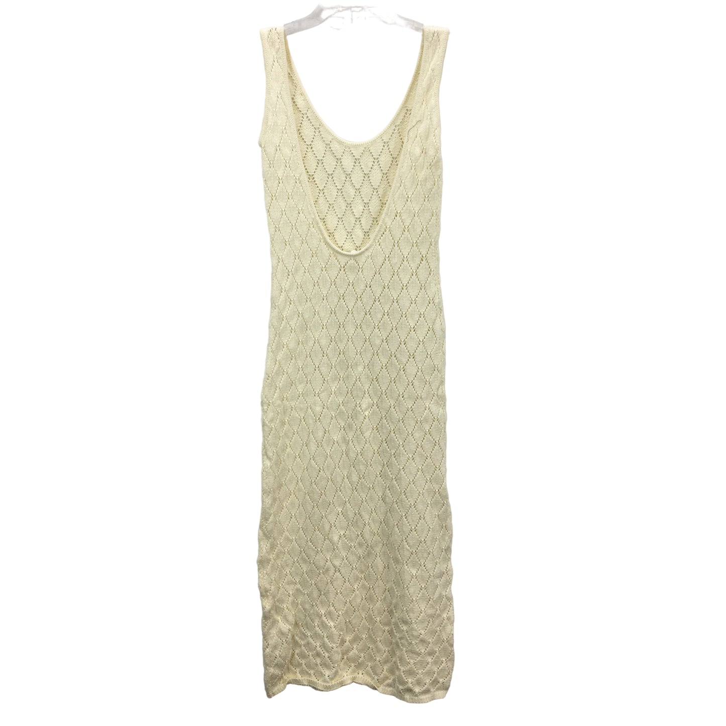 Subtitled Crochet Knit Backless Cream Sleeveless Midi Dress Ladies Sz Medium NEW
