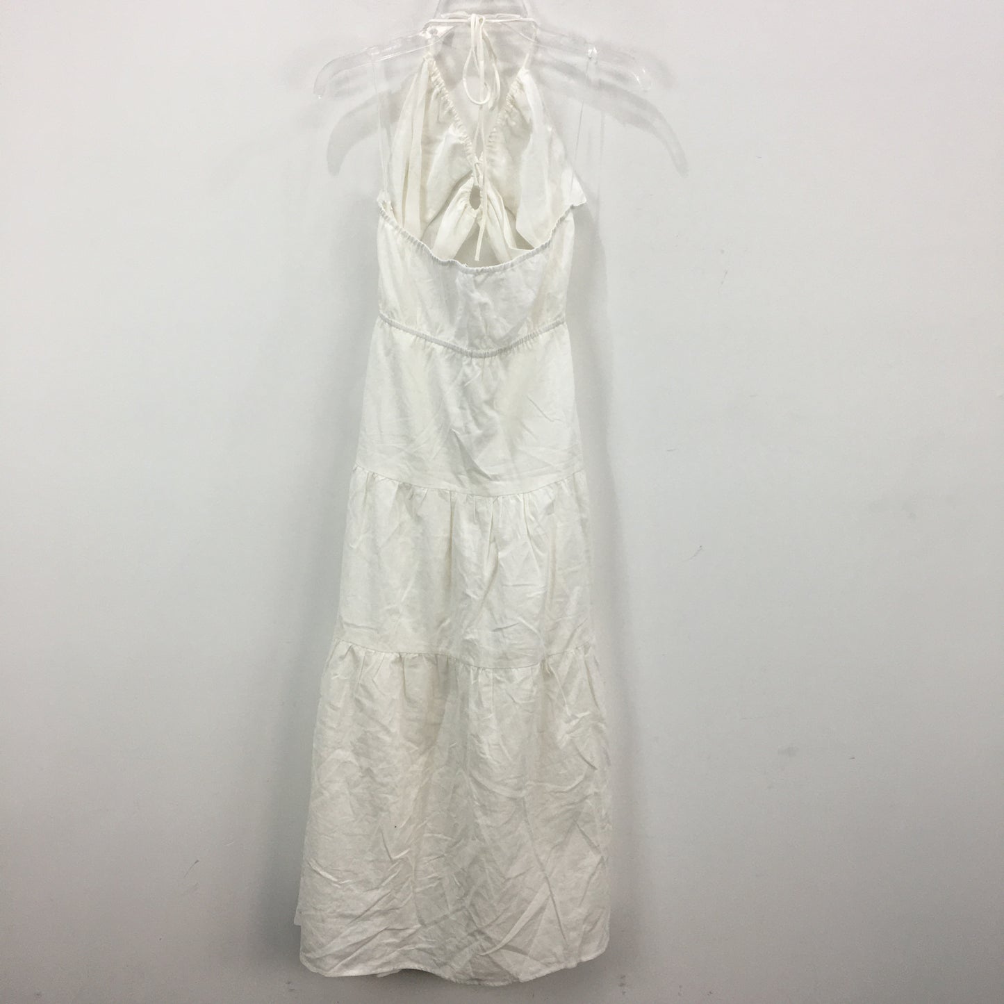 Subtitled Cut Out Linen Blend Tiered White Midi Dress Ladies Size Large NEW