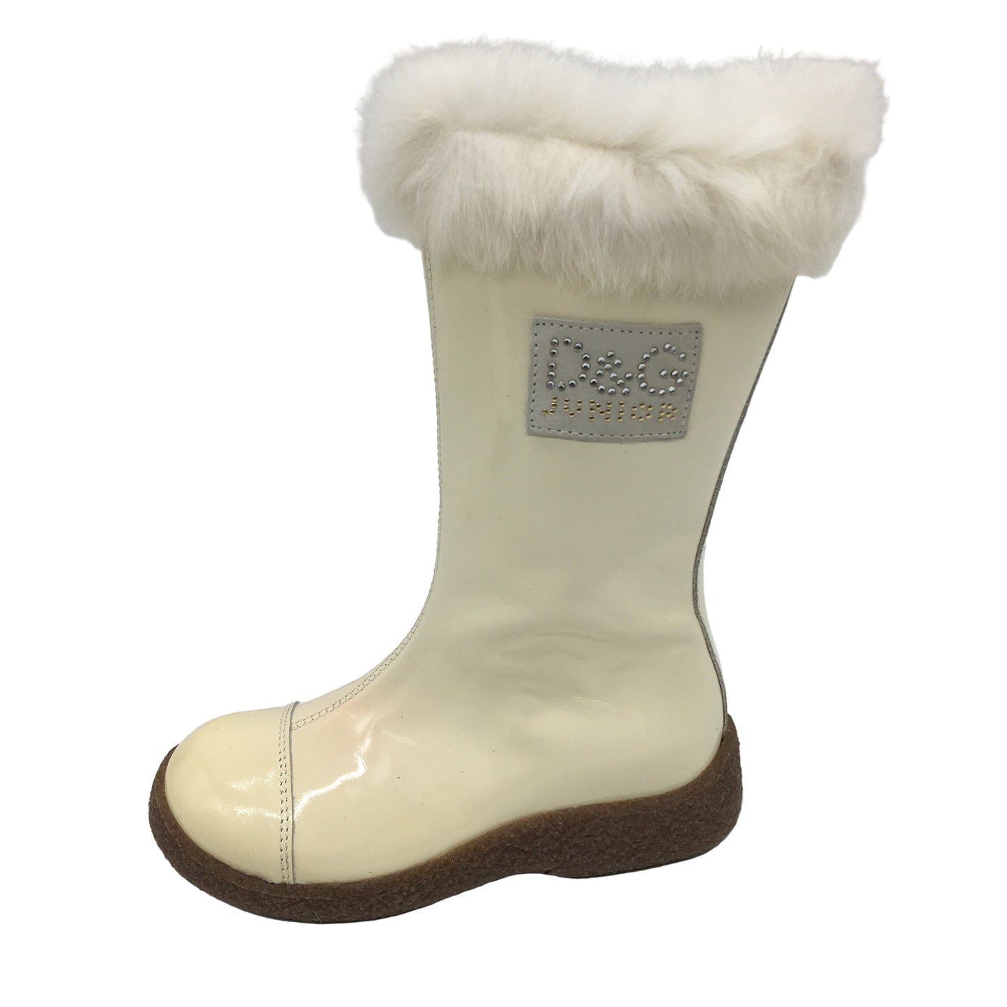 Dolce & Gabbana Junior Cream Leather Girls Zip Up Boots Size US 11.5 EUR 28 DEMO