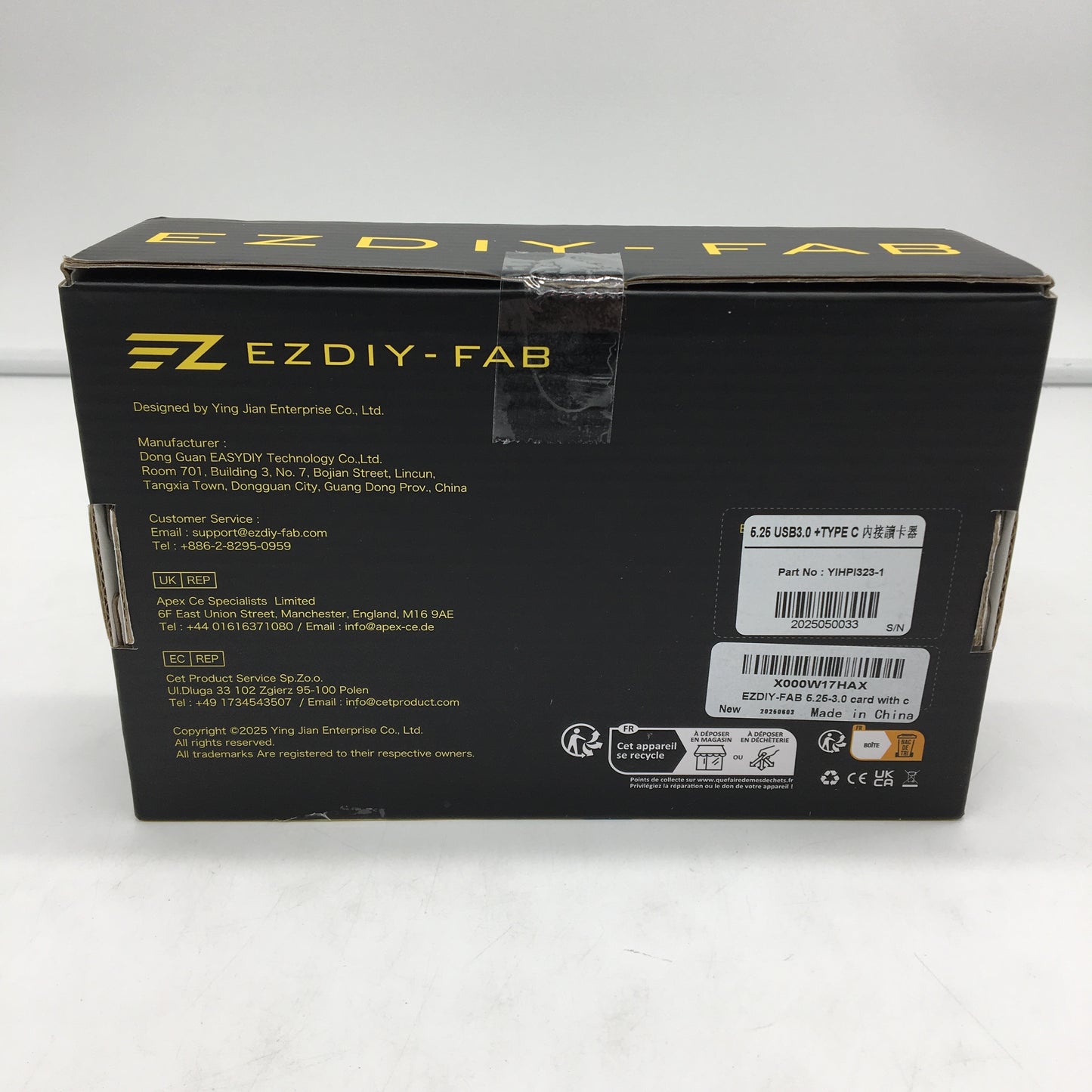 EZDIY FAB PC Front Panel Internal Card Reader USB Gen2 Type C Fits 5.25" Bay NEW