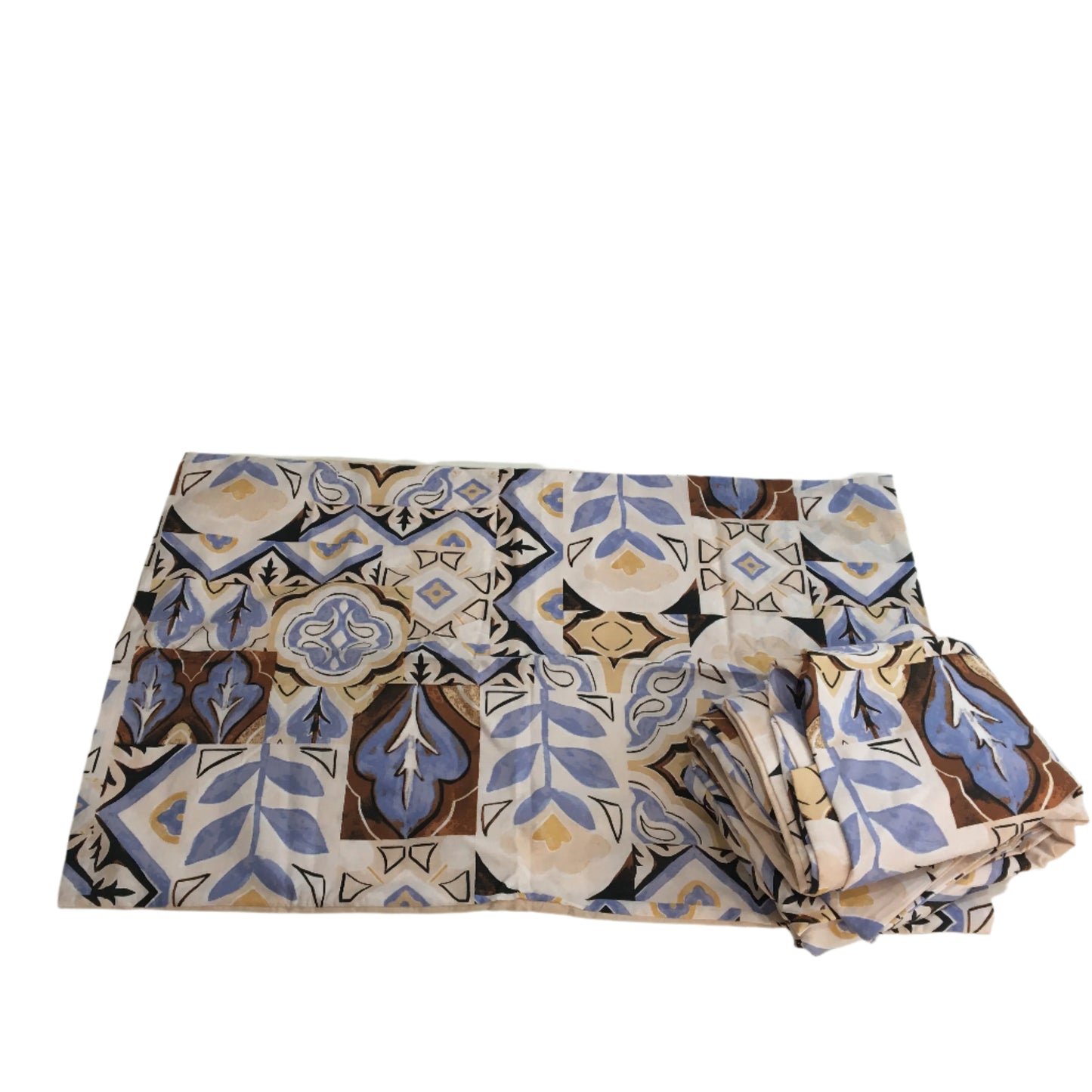 Target Home Blue Brown Floral Geo Pattern Cotton Blend Quilt Cover Set QUEEN NEW