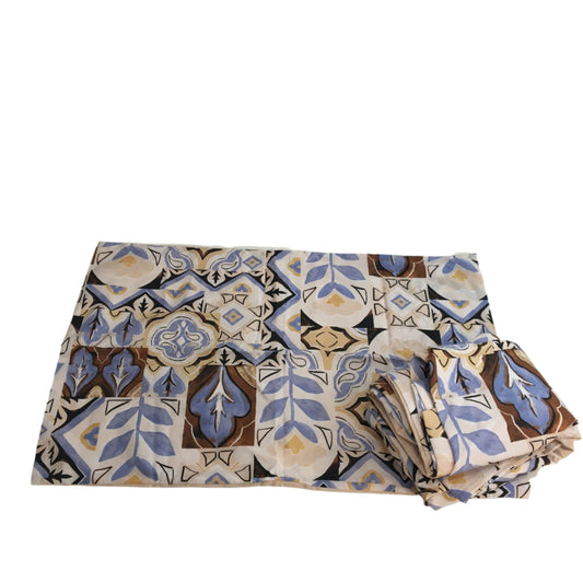 Target Home Blue Brown Floral Geo Pattern Cotton Blend Quilt Cover Set QUEEN NEW