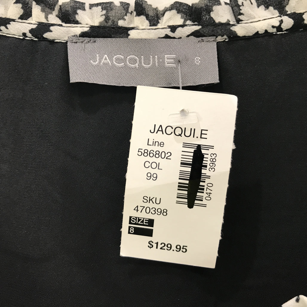 Jacqui.E Delicate Black Floral Mesh Mini Shift Dress Ladies Size AU 8 NEW