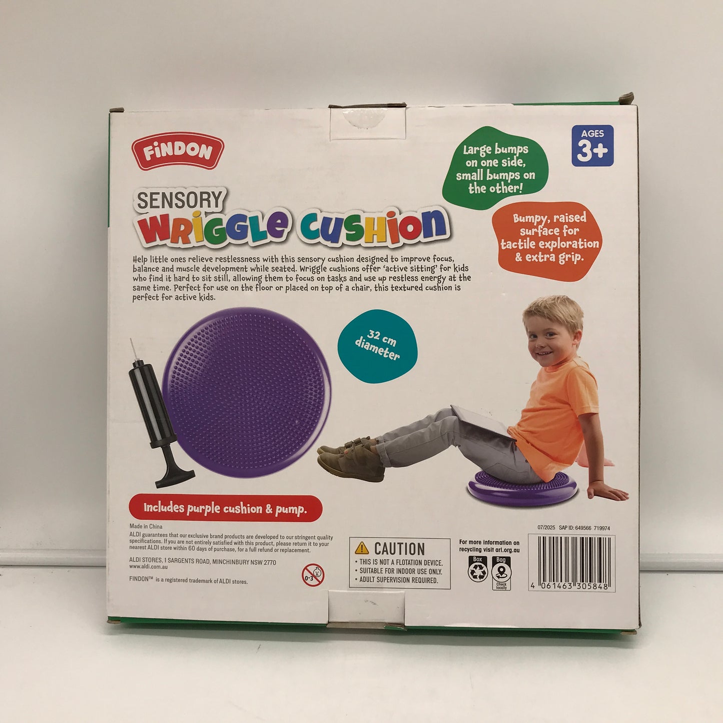 Findon Sensory Wriggle Balance and Wobble 32cm Cushion in Purple NEW