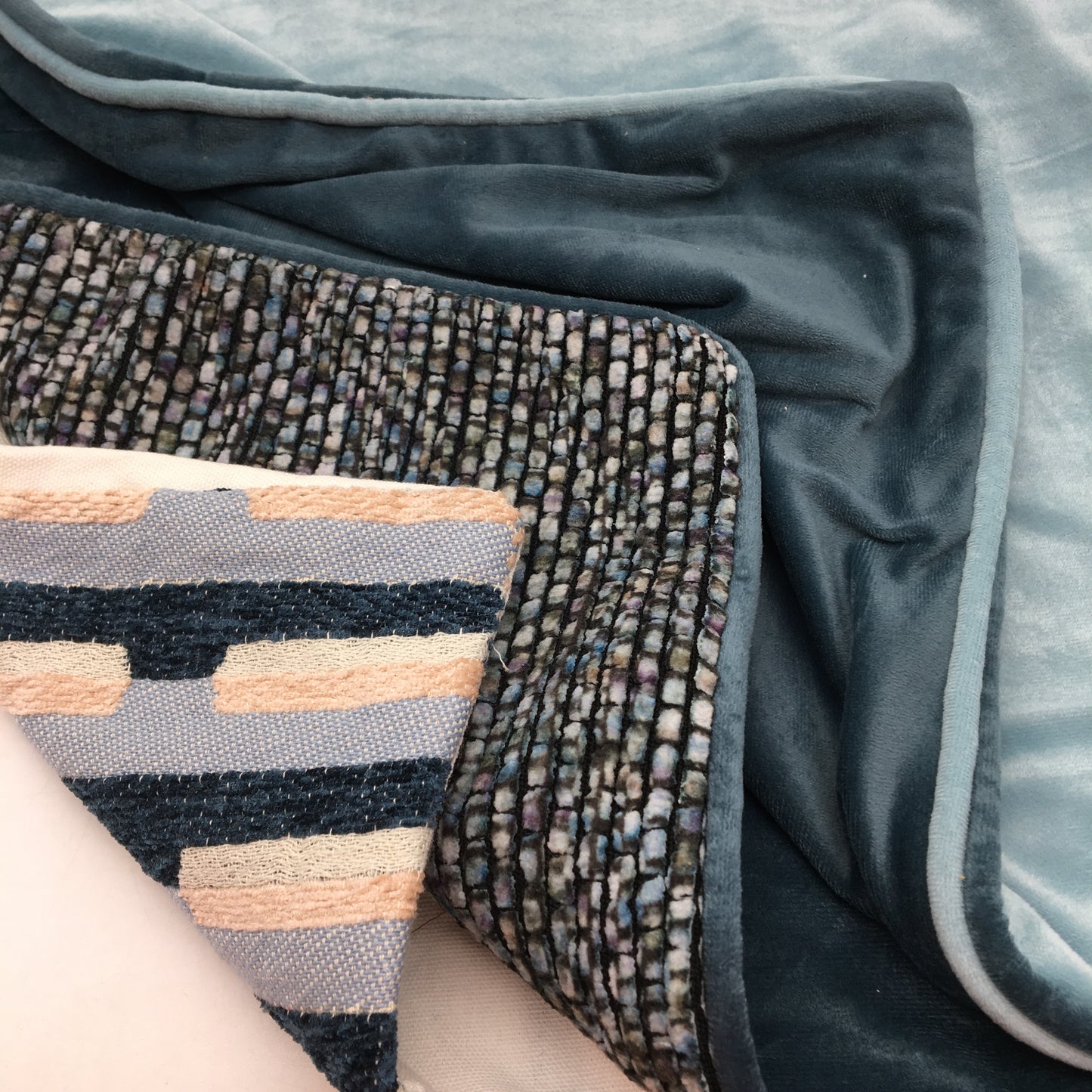 Kirkton House 3pk 45x45cm Blue Patterned Texture Cushion Covers NEW