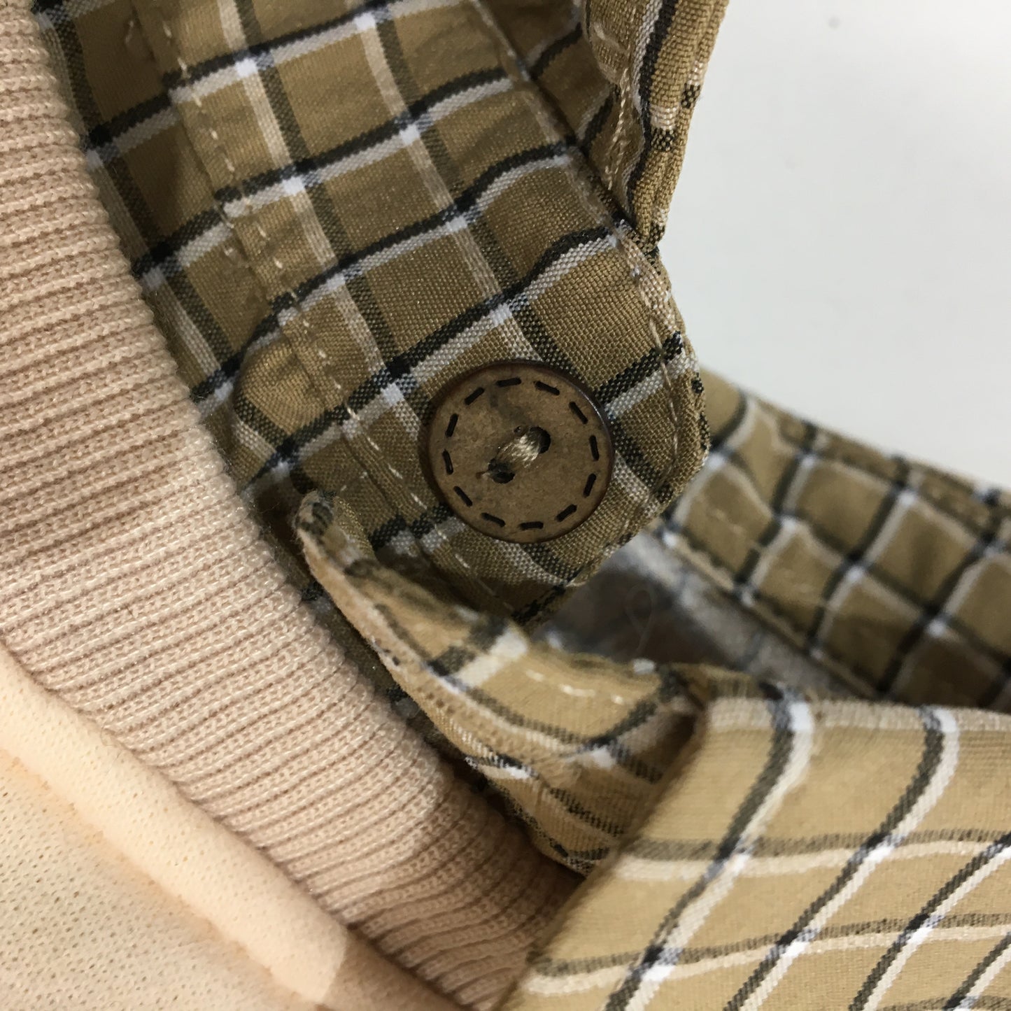 Milo & Mink Beige & Brown Collared Check Doggy Pullover Sweater Jumper Size S