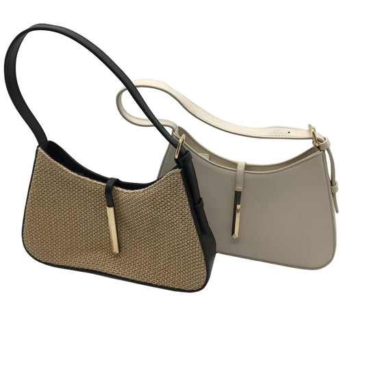 Target Sample 2 Pack Cream & Black With Fibre Weave Small Shoulder Bags NEW