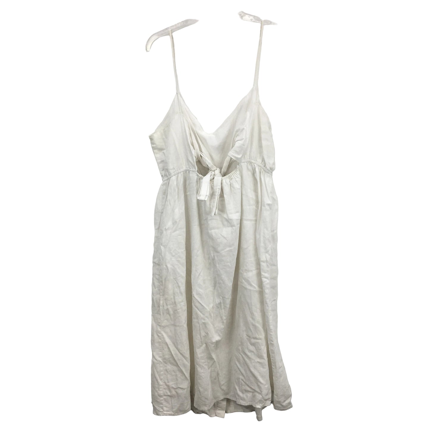 Ghanda Bow Back Strappy Sweetheart White Linen Summer Dress Ladies Size Large