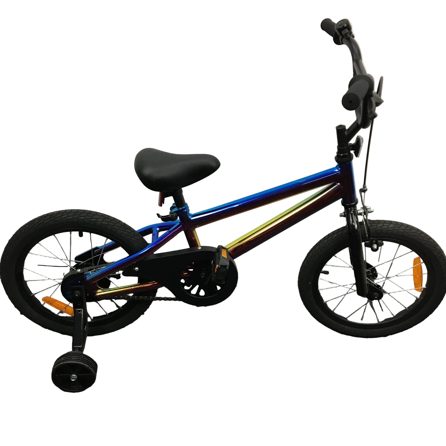 Multicoloured 40cm Oil Slick Bike Chain Guard Removable Training Wheels DEMO