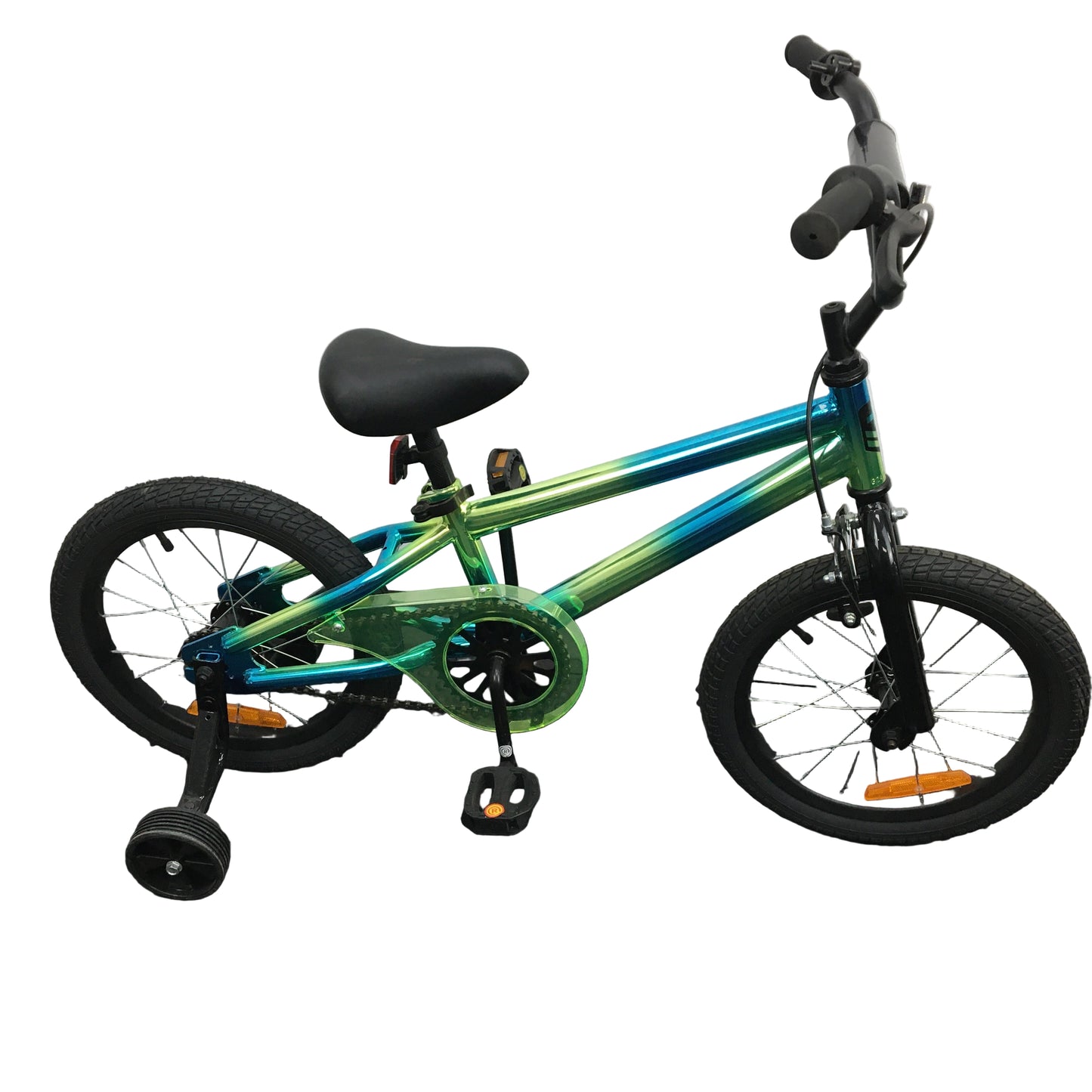 BMX Style 40cm Oil Slick Bike Chain Guard Removable Training Wheels Ages 4+ DEMO