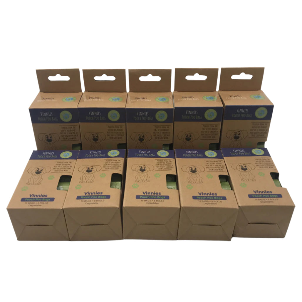 Vinnies 15 Bags x 8 Rolls Degradable Pooch Poo Bags NEW
