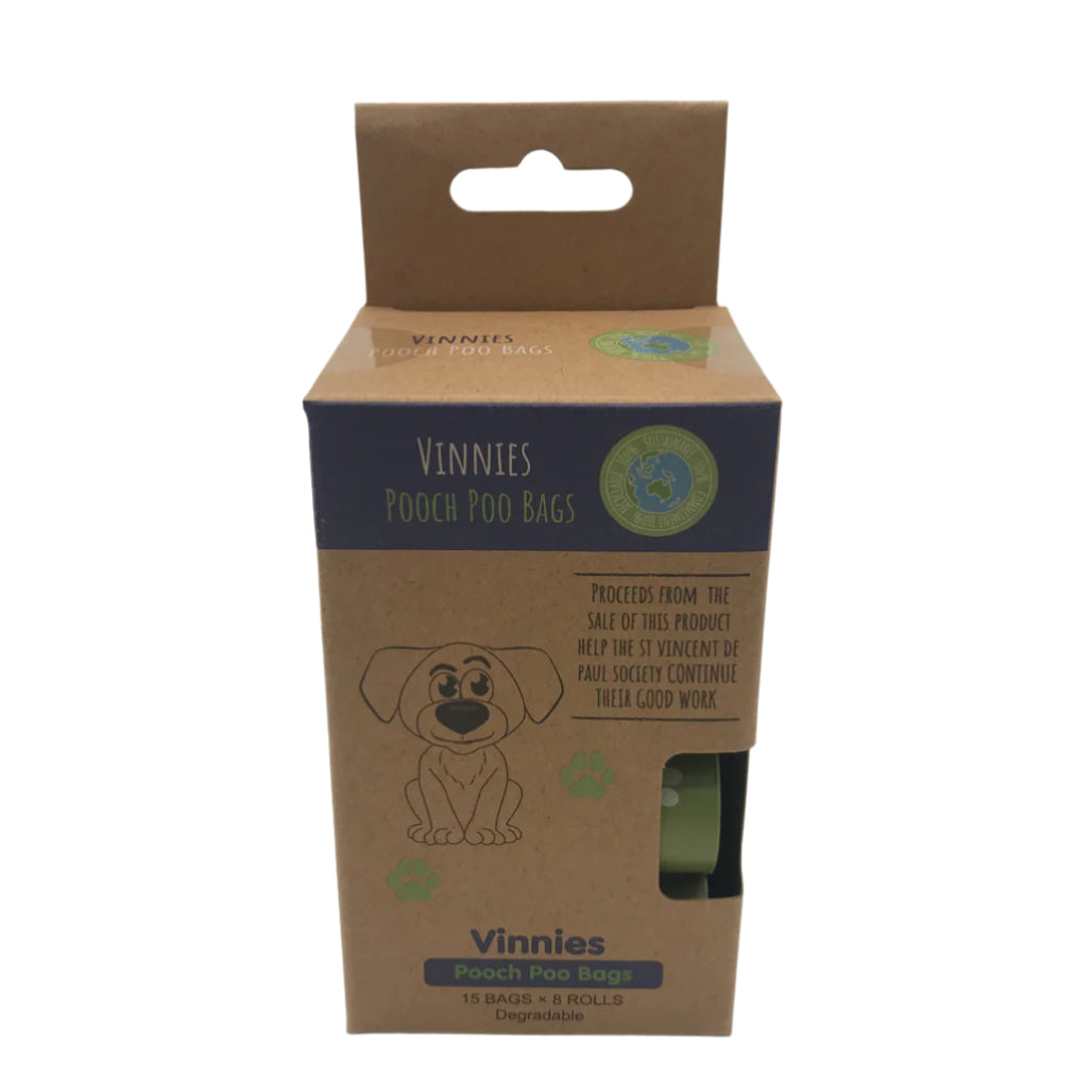 Vinnies 15 Bags x 8 Rolls Degradable Pooch Poo Bags NEW