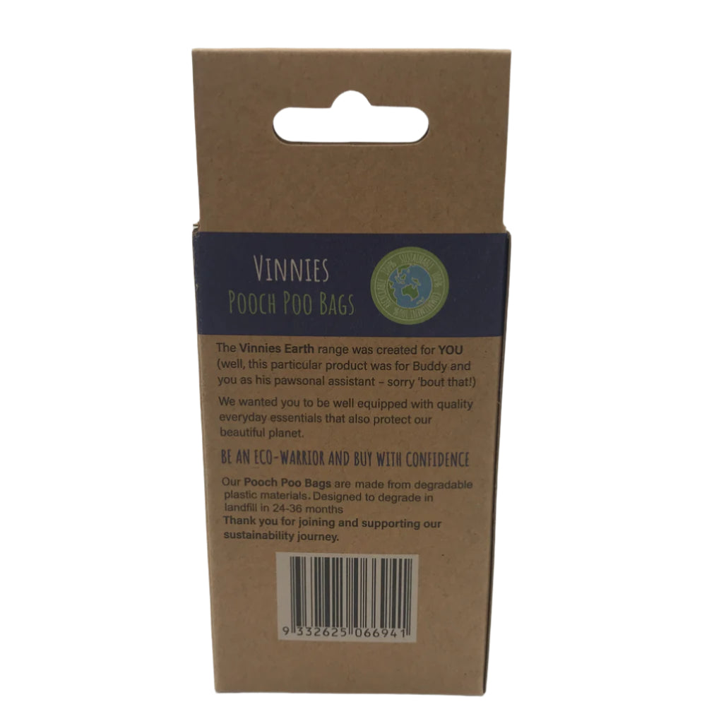 Vinnies 15 Bags x 8 Rolls Degradable Pooch Poo Bags NEW