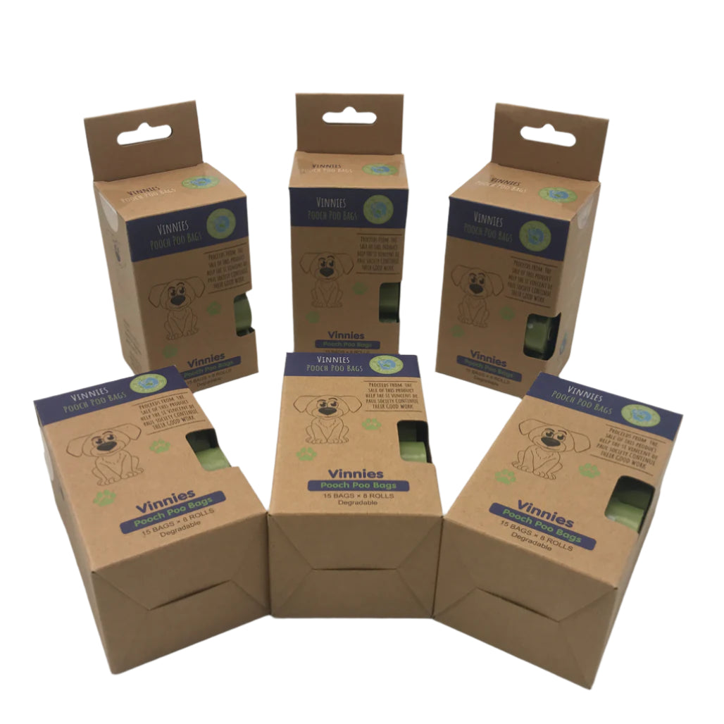 Vinnies 15 Bags x 8 Rolls Degradable Pooch Poo Bags NEW