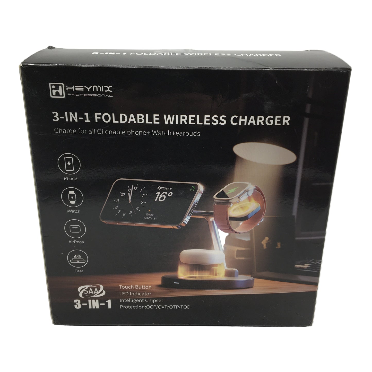 HEYMIX 3 In 1 Foldable Wireless Charging Station Charger iPhone Airpods iWatch