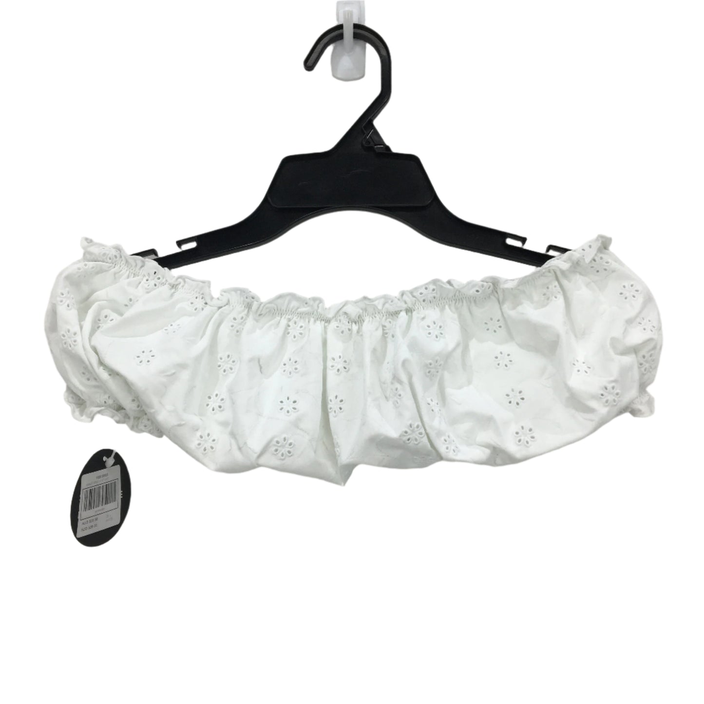 Subtitled White Tube Stretchy Bather Top Frilly Floral Pattern Ladies Size Large