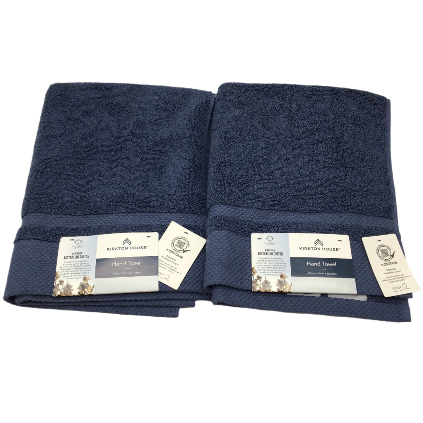 Kirkton House 3pc Blue and Teal Cotton Bath Sheet and Hand Towels NEW