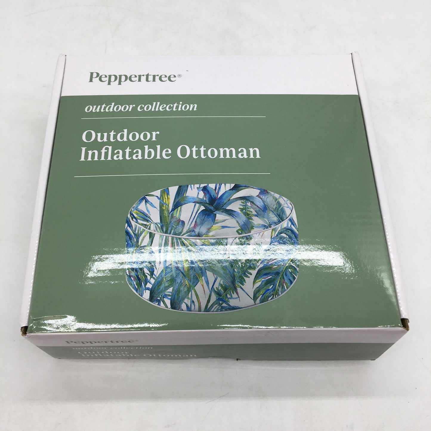 Peppertree Outdoor Inflatable Ottoman Outside Seat Removable Cover Leaf Pattern