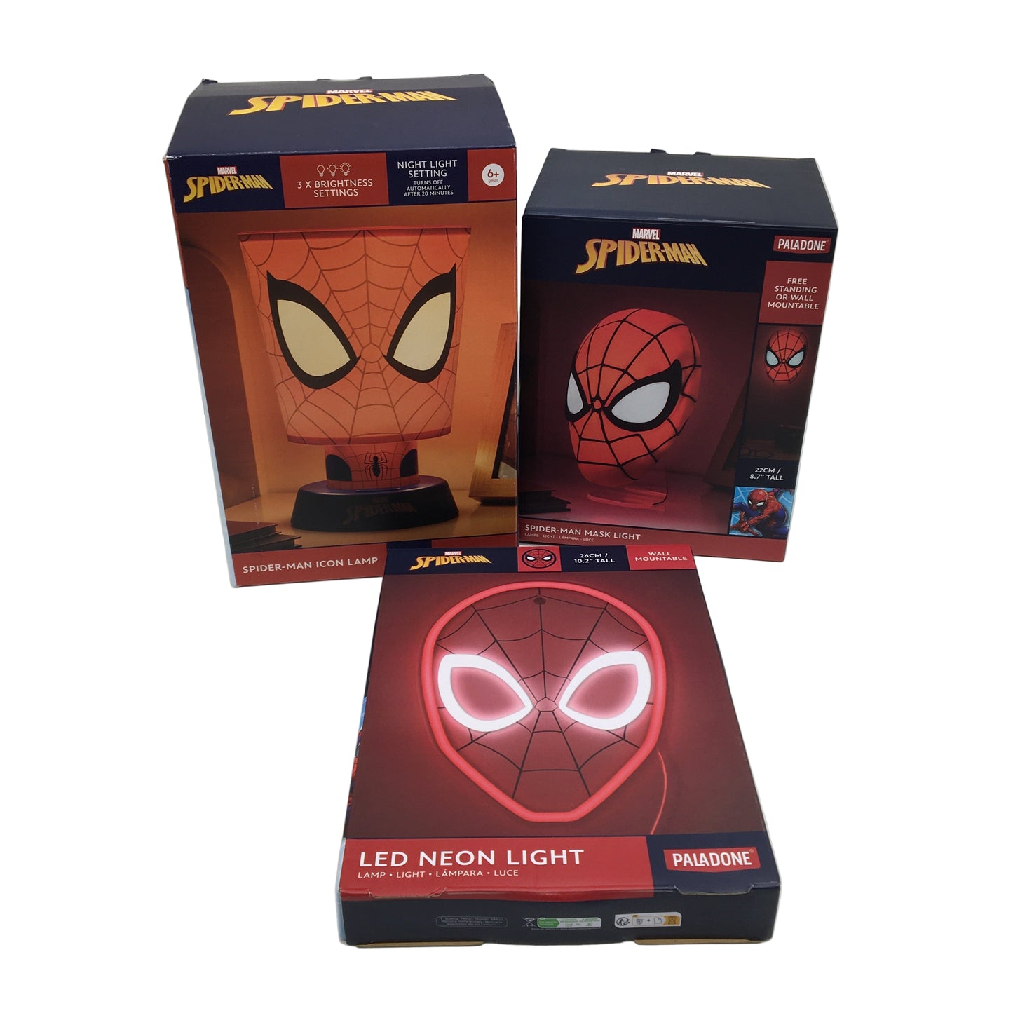 Paladone Disney Marvel Spider Man 3 Piece Wall and Table Lamp Light Bundle NEW