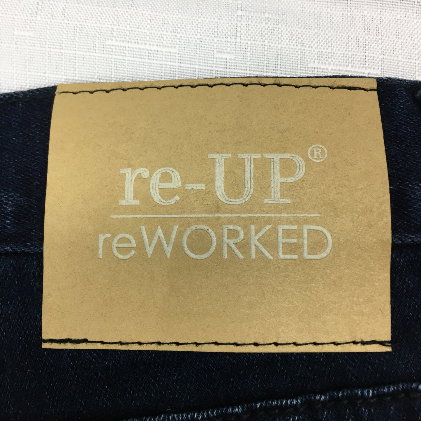 reWORKED re-UP Handcrafted Upcycled Fabrics Black Denim Ramona Skirt Sz 10