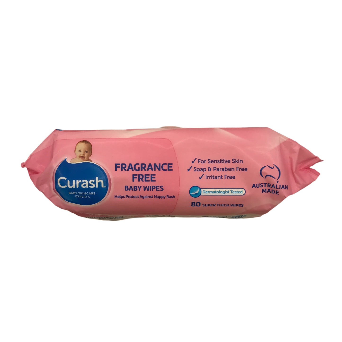Curash Fragrance Free Super Thick Sensitive Skin Baby Wipes 8x80 Value Pack NEW