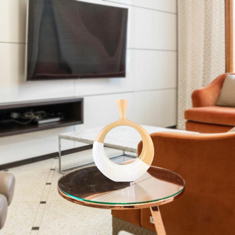 Handmade Elegance Rita Ring Peach Aluminium Vase for Stylish Home Decor NEW