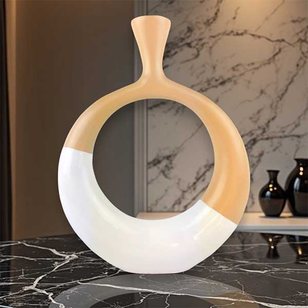 Handmade Elegance Rita Ring Peach Aluminium Vase for Stylish Home Decor NEW