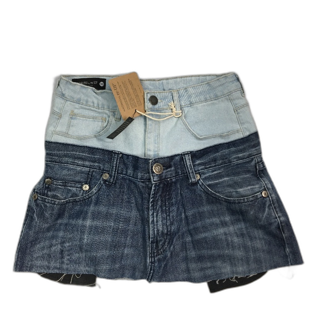 reWORKED re-UP Handcrafted Upcycled Fabrics Blue Veronica Mini Skirt Sz 10