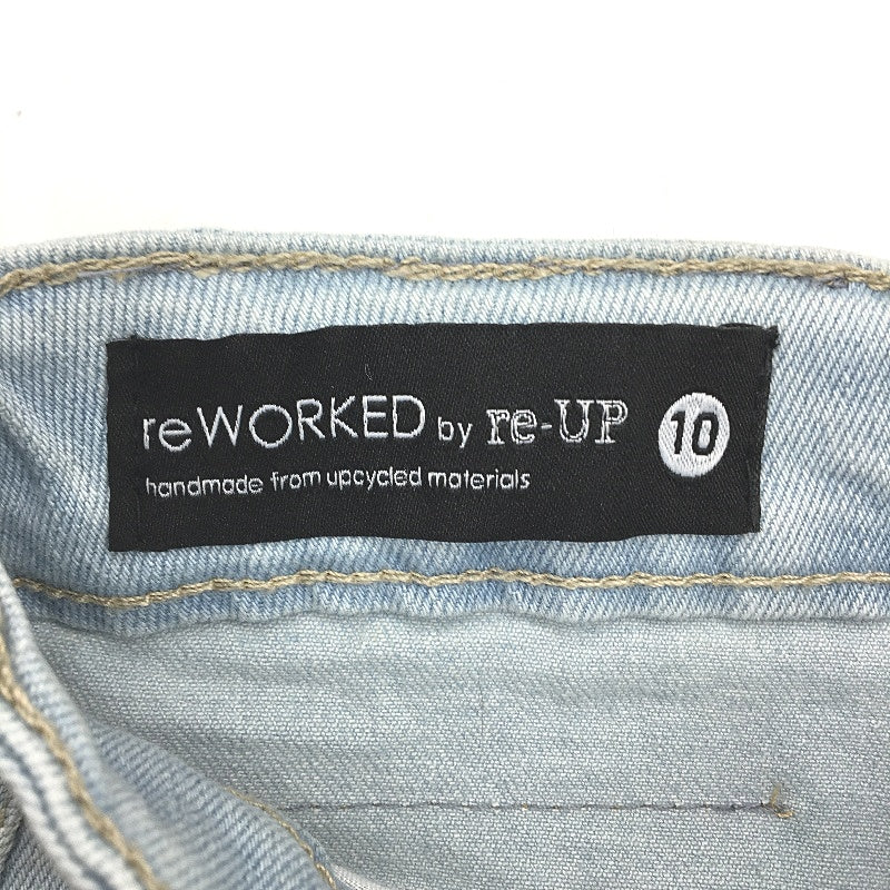 reWORKED re-UP Handcrafted Upcycled Fabrics Blue Veronica Mini Skirt Sz 10