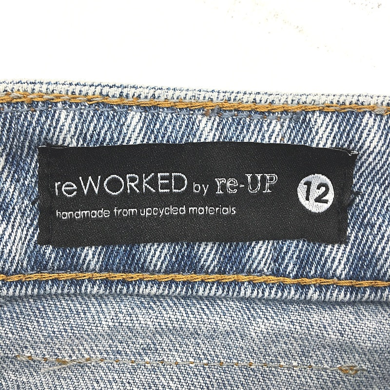 reWORKED re-UP Handcrafted Upcycled Fabrics Denim Veronica Mini Skirt Sz 12