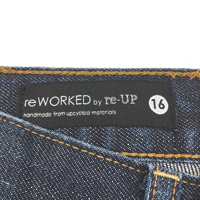 reWORKED re-UP Handcrafted Upcycled Fabrics Denim Veronica Mini Skirt Sz 16