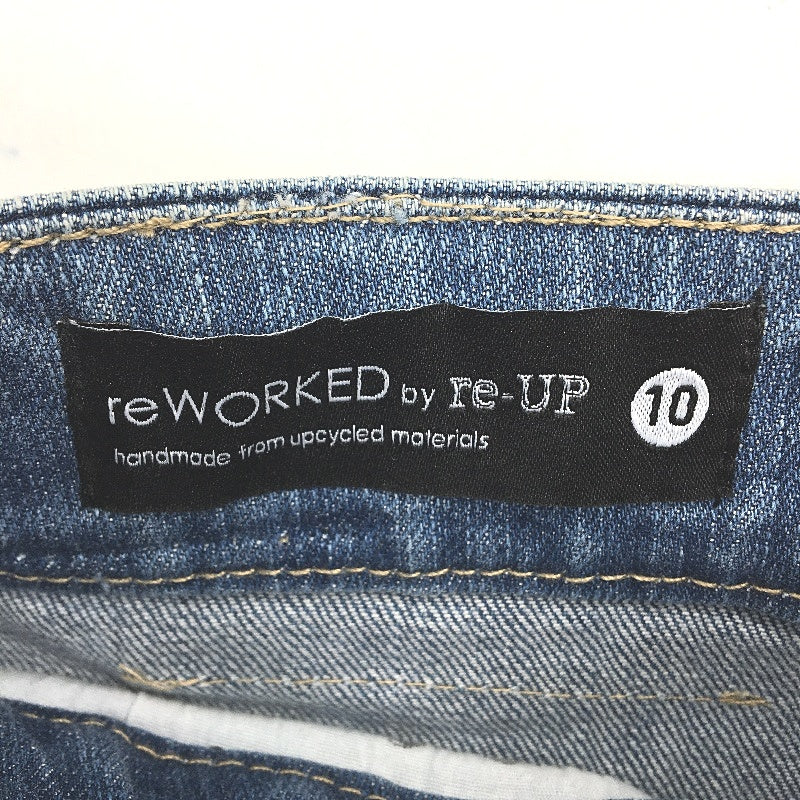 reWORKED re-UP Handcrafted Upcycled Fabrics Blue Daisy RaRa Mini Skirt Sz 10