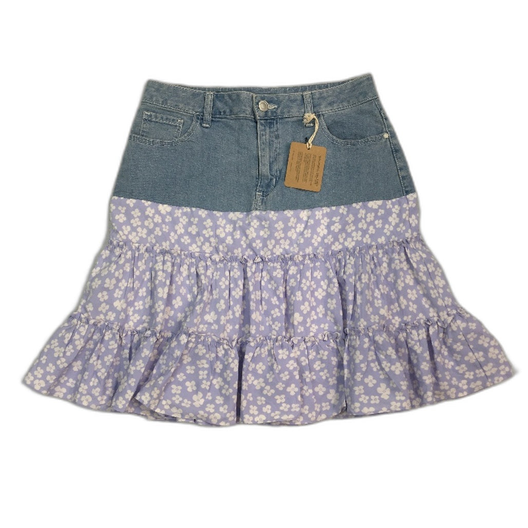 reWORKED re-UP Handcrafted Upcycled Fabrics Flower RaRa Mini Skirt Sz 12
