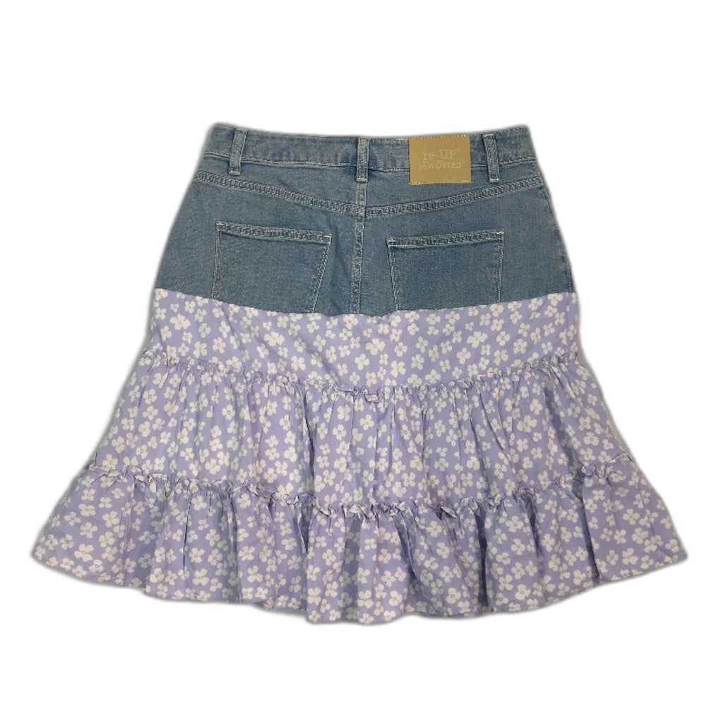reWORKED re-UP Handcrafted Upcycled Fabrics Flower RaRa Mini Skirt Sz 12