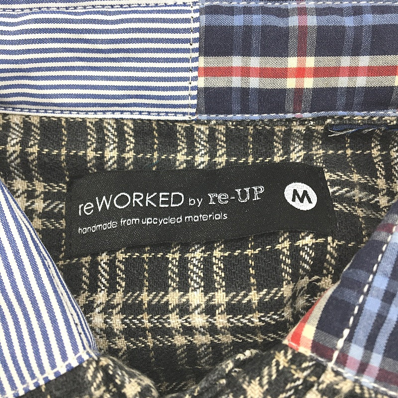 reWORKED re-UP Handcrafted Upcycled Fabrics Black Check Flannel Shirt Sz M