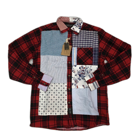 reWORKED re-UP Handcrafted Upcycled Fabrics Red Check Flannel Shirt Size S