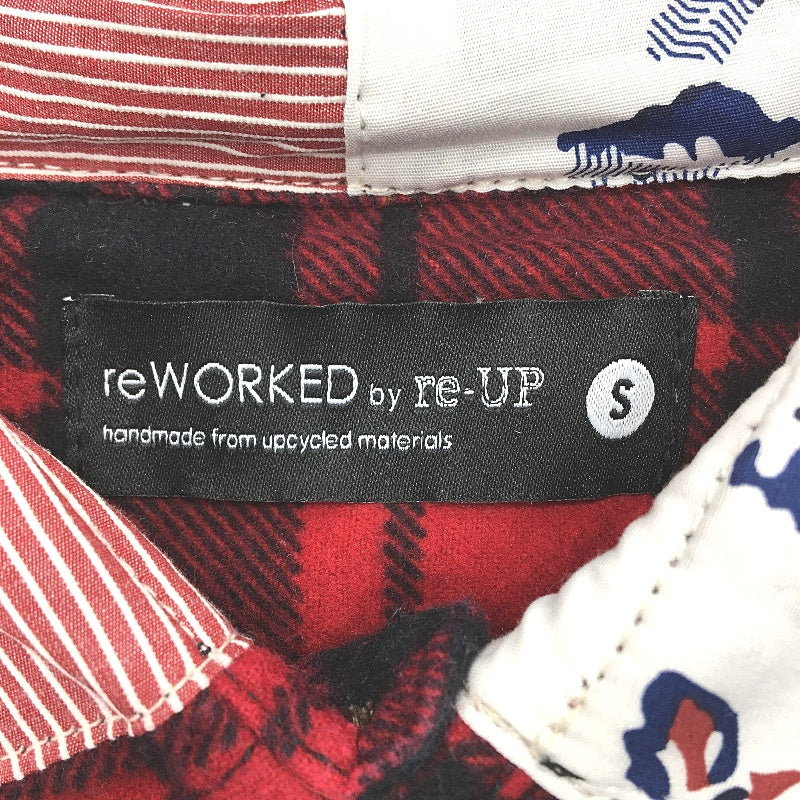 reWORKED re-UP Handcrafted Upcycled Fabrics Red Check Flannel Shirt Size S
