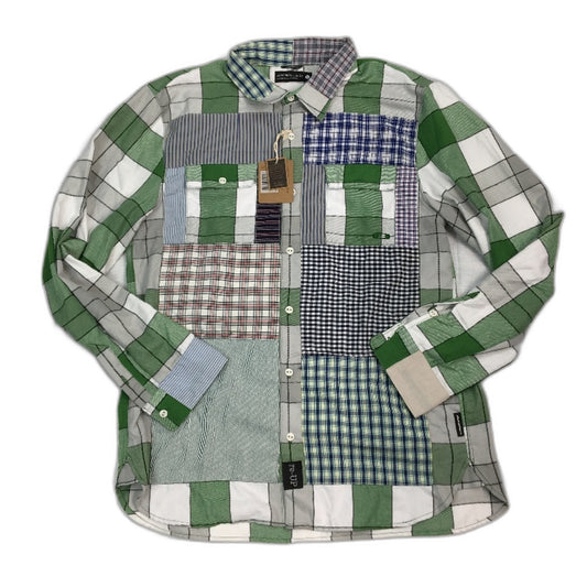 reWORKED re-UP Handcrafted Upcycled Fabrics Green Check Flannel Shirt Size L