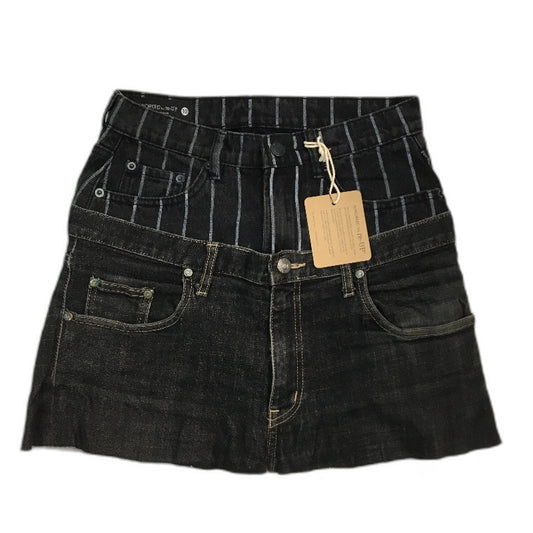 reWORKED re-UP Handcrafted Upcycled Fabric Veronica Mini Skirt Black Sz 10